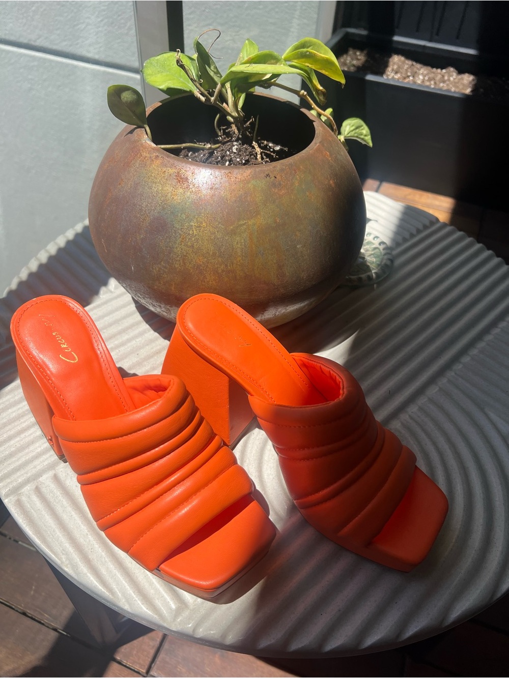 Circus by Sam Edelman Orange Padded Block Heel Mules